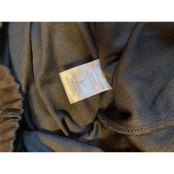 Talulah Boho Silky Black Palazzo Tie Front High Slit Wide Leg Pull On Pants Lg - Picture 9 of 12